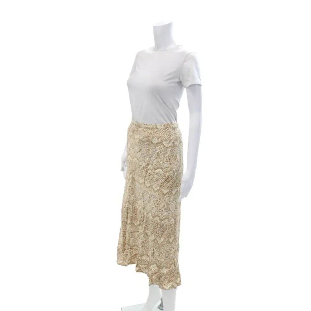 J. Mclaughlin Womens Satin Animal Printed Zip Mid Length Maxi Skirt Nude Size 12